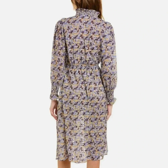 {AVANTLOOK} Printed High Collar Dress In Purple Multi - Picture 4 of 17
